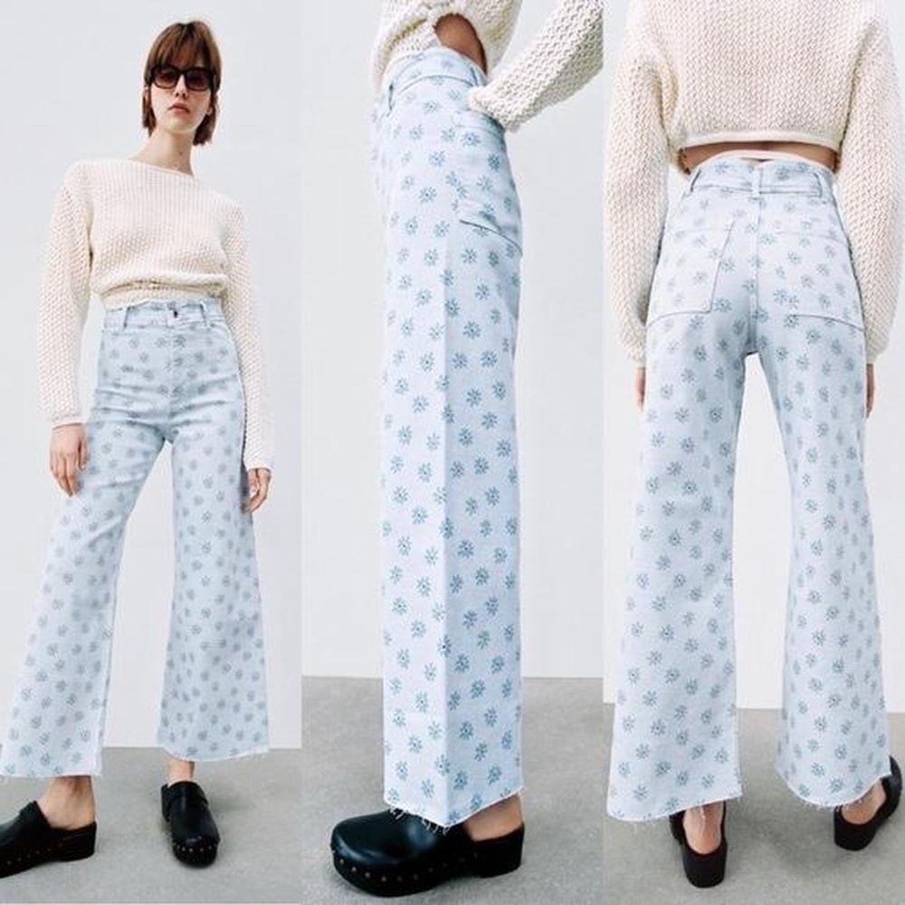 ZARA The Marine Straight Jean - Blue Floral